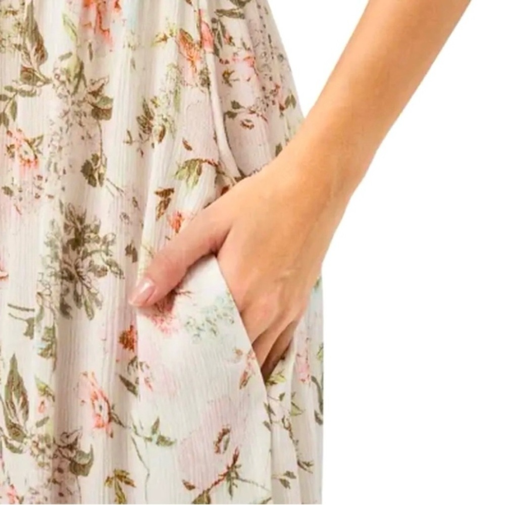 FRYE Floral Maxi Dress in Cream and Pink XL - Picture 5 of 9